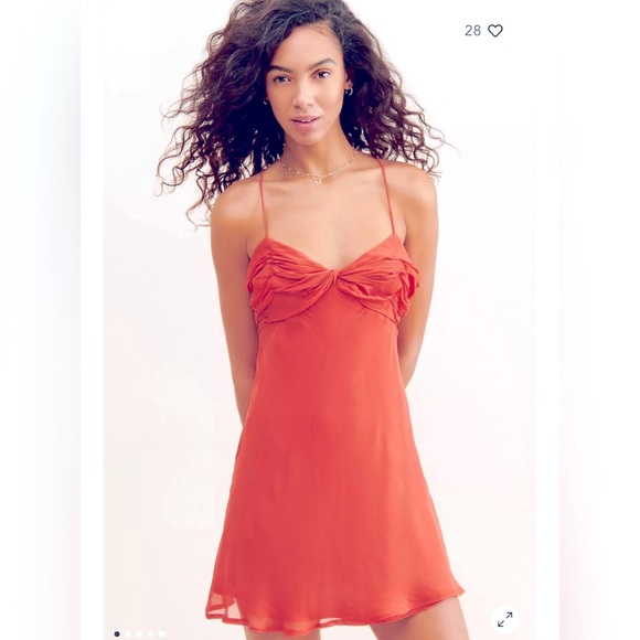 Anthropologie twist front flip dress/ US size8 / rich terracotta color - Picture 2 of 5